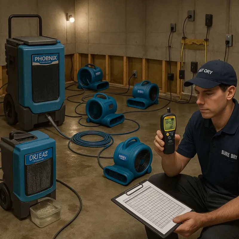 Structural Drying and Dehumidification process in Jarales, NM